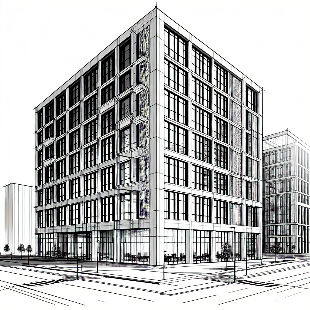 Corporate building line art